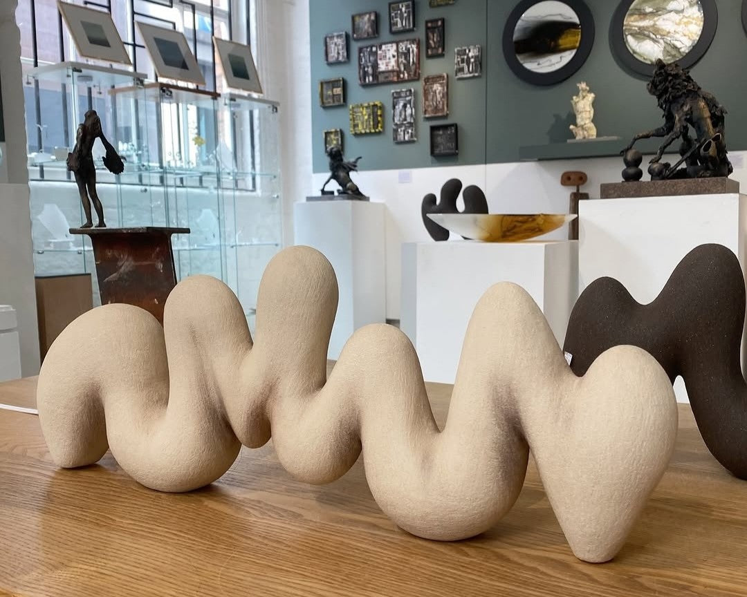 Rachel Peters' hand-built ceramic sculptures on display at the Bluecoat Display Centre, Liverpool, as part of the North West Craft Makers Show 2026.