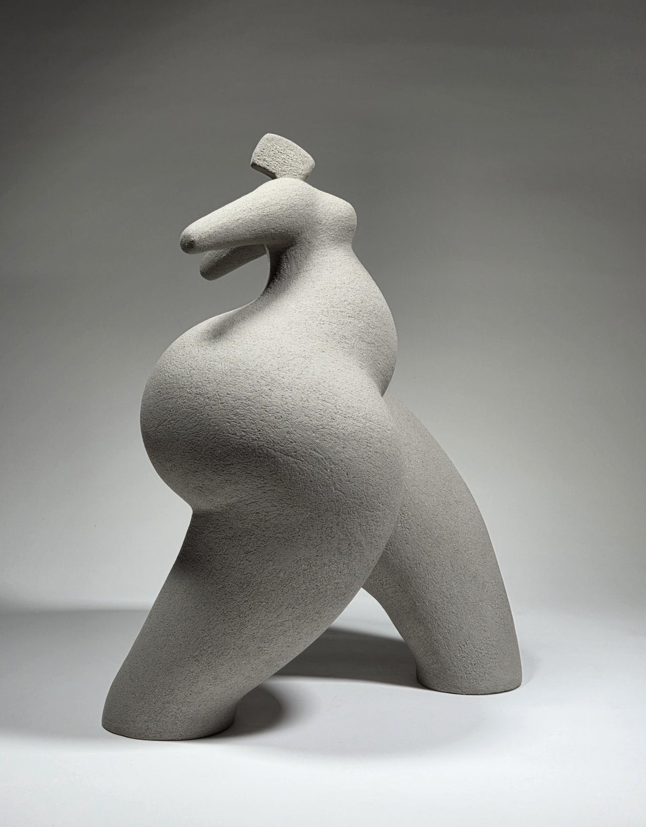 Abandon - Hand-Built Grey Ceramic Sculpture