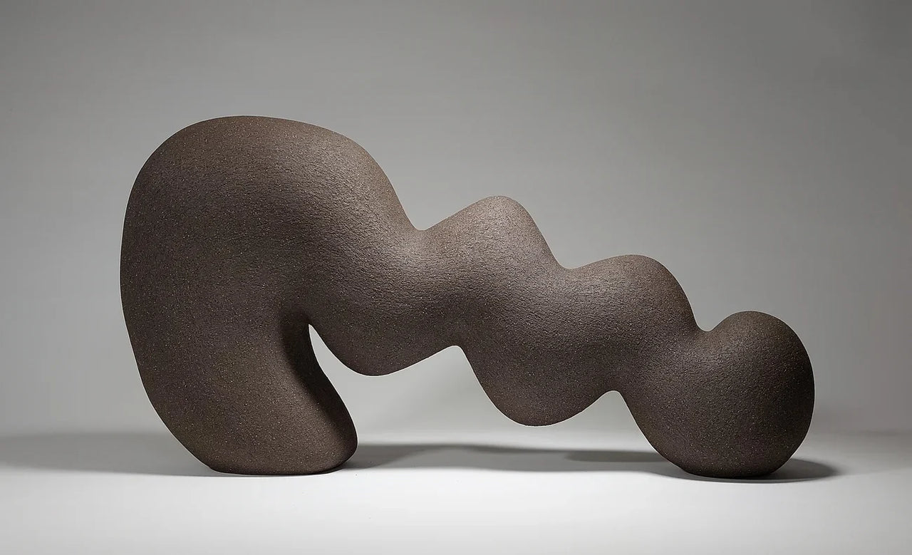 Descend - Hand-Built Black Ceramic Sculpture