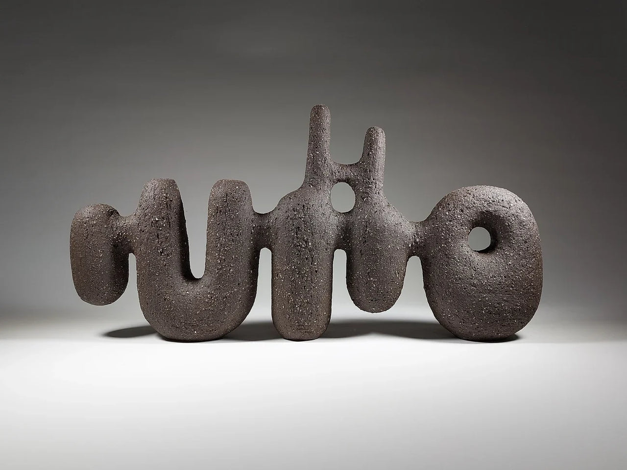 Echo Form - Contemporary Black Ceramic Sculpture