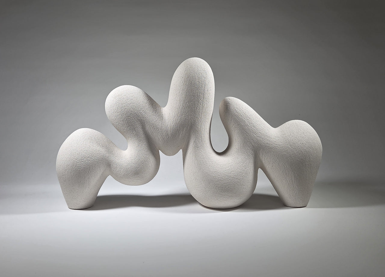 Flow - Hand-Built White Ceramic Sculpture