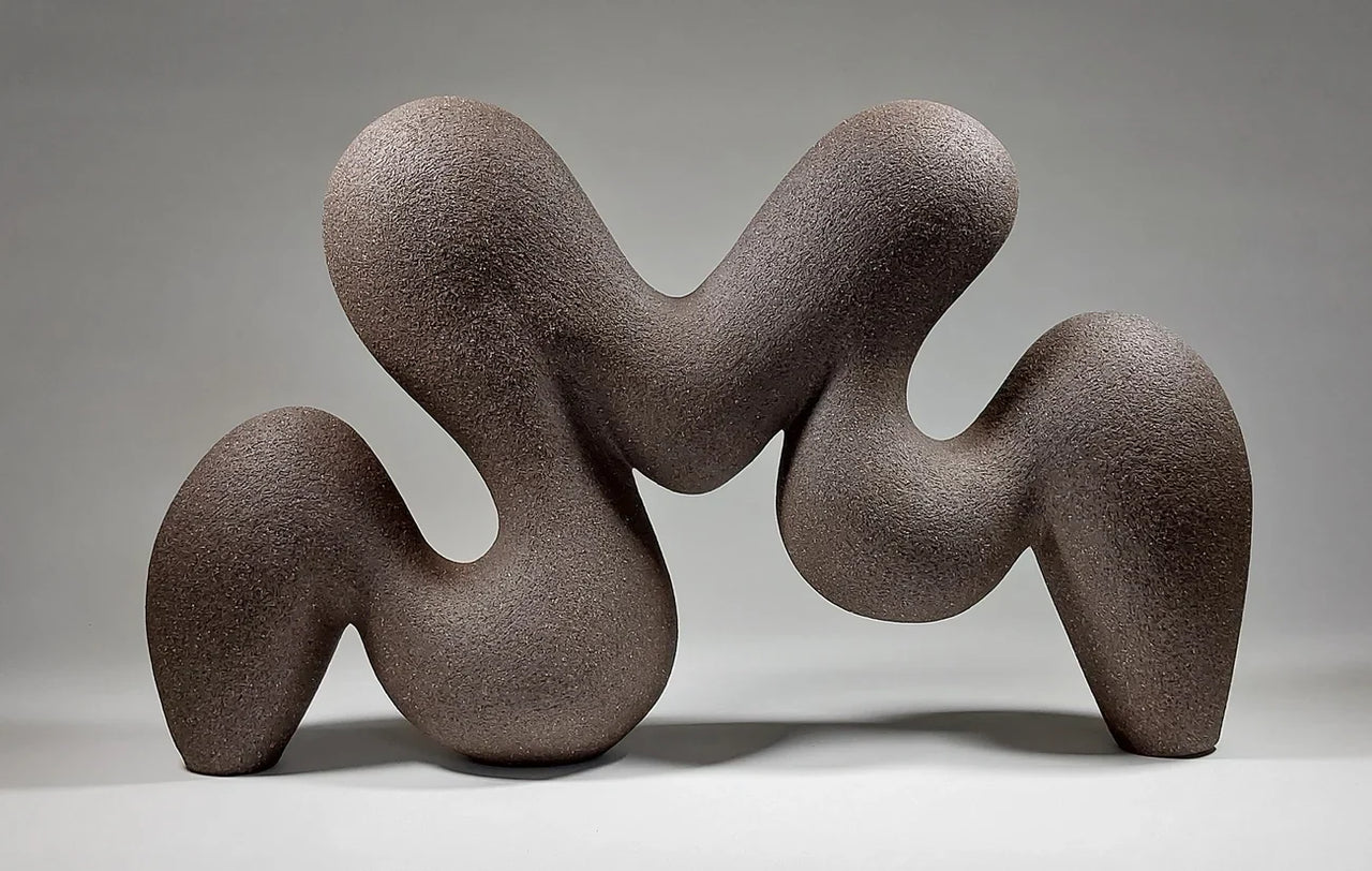 Flow No 2 - Hand-Built Black Ceramic Sculpture