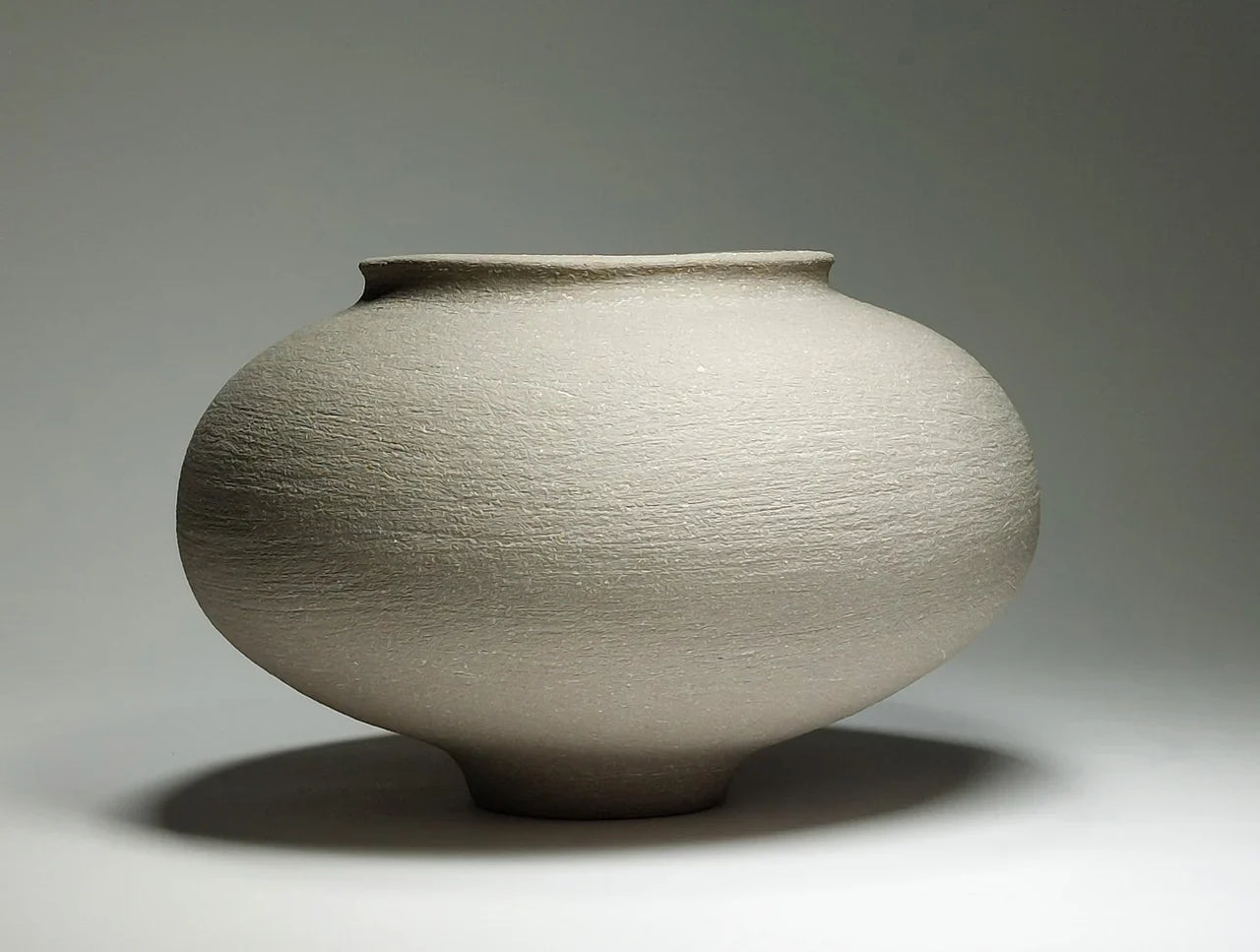 Hand-Built Ceramic Vessel in Grey Stoneware with White Slip