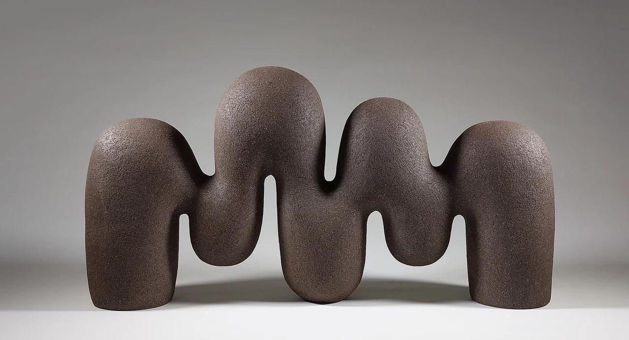 Lifted Flow - Hand-Built Black Ceramic Sculpture