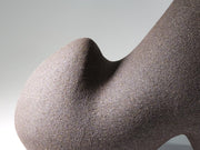Close up of Pulse ceramic sculpture, hand-built stoneware, rhythmic wave-like form, horizontal composition