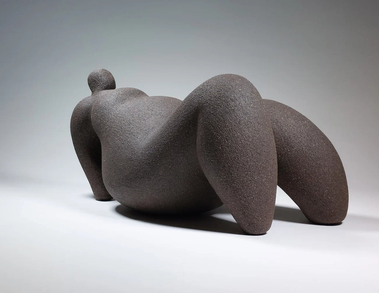 Reclining Woman - Hand-Built Black Ceramic Sculpture