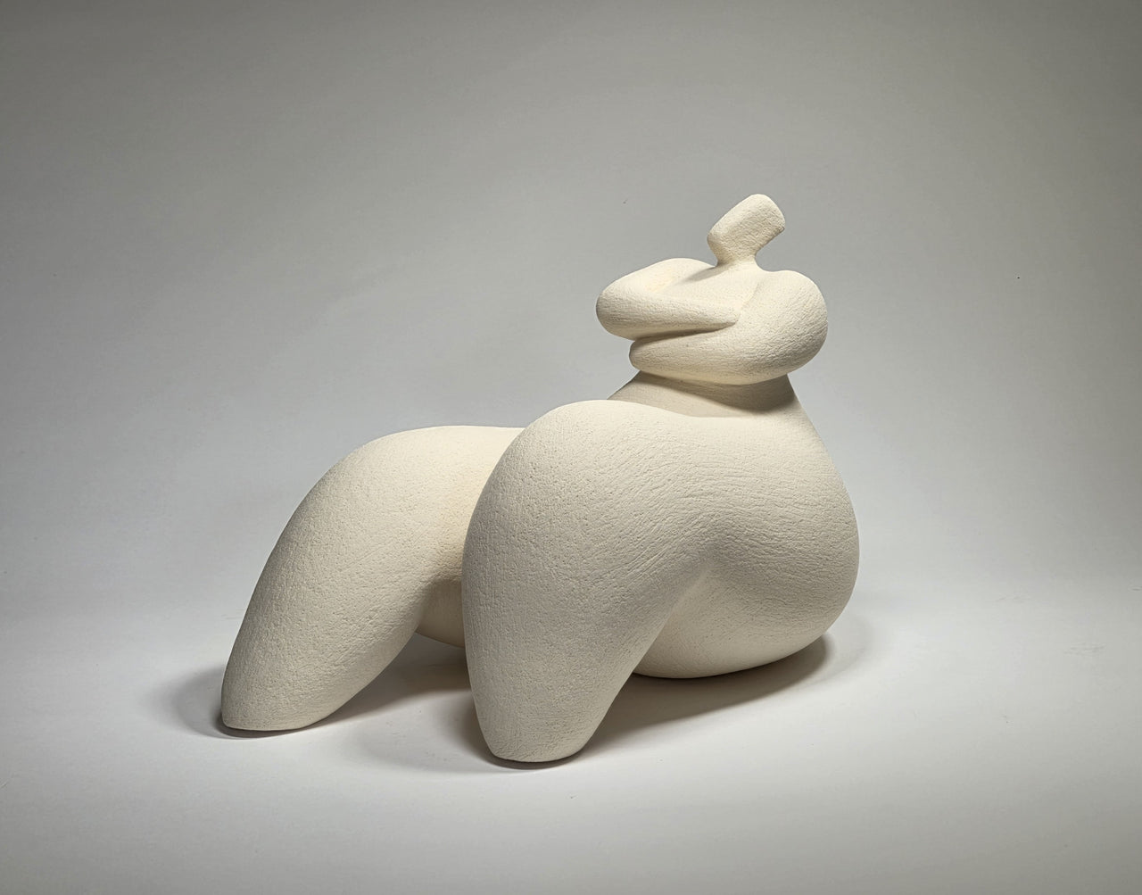 Resolved Woman - Hand-Built White Ceramic Sculpture