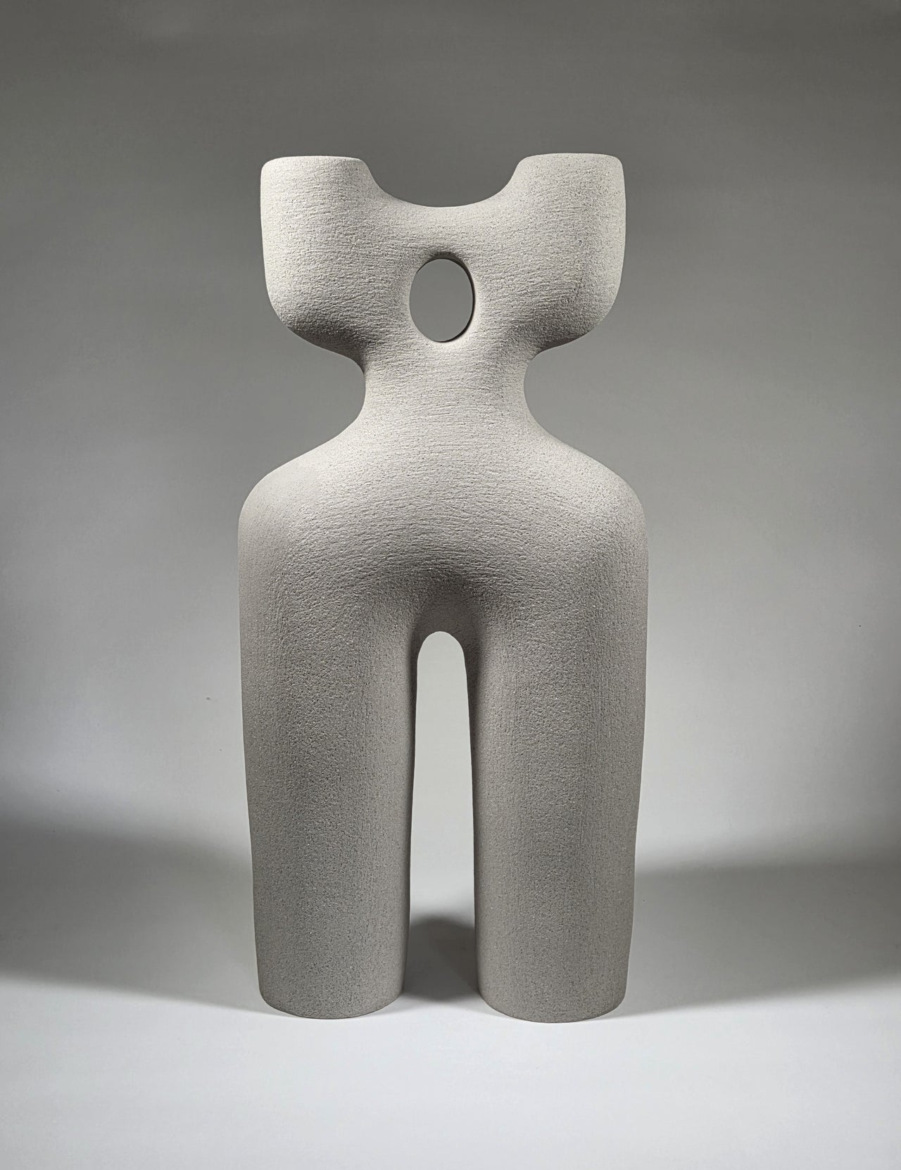 Standing Form - Contemporary Grey Ceramic Sculpture