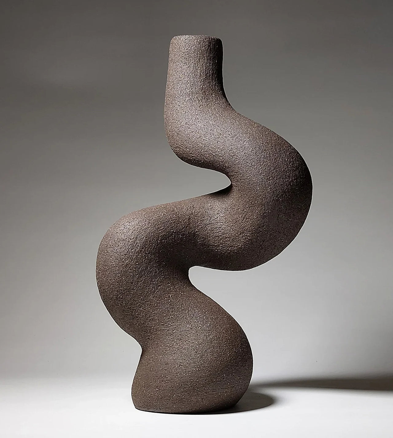 Twist - Sculptural Black Stoneware Candlestick
