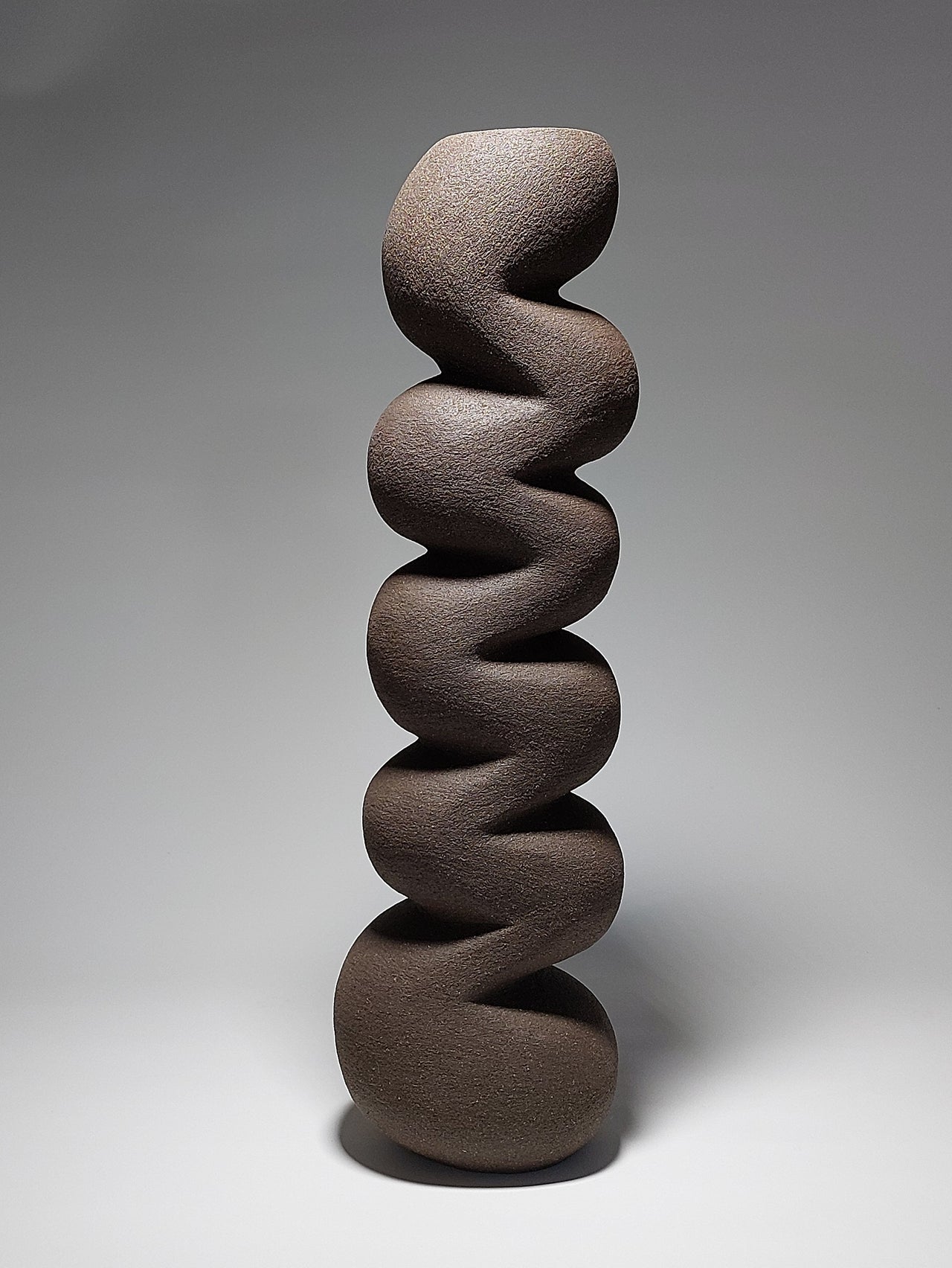 Upward Flow - Hand-built Black Ceramic Sculpture