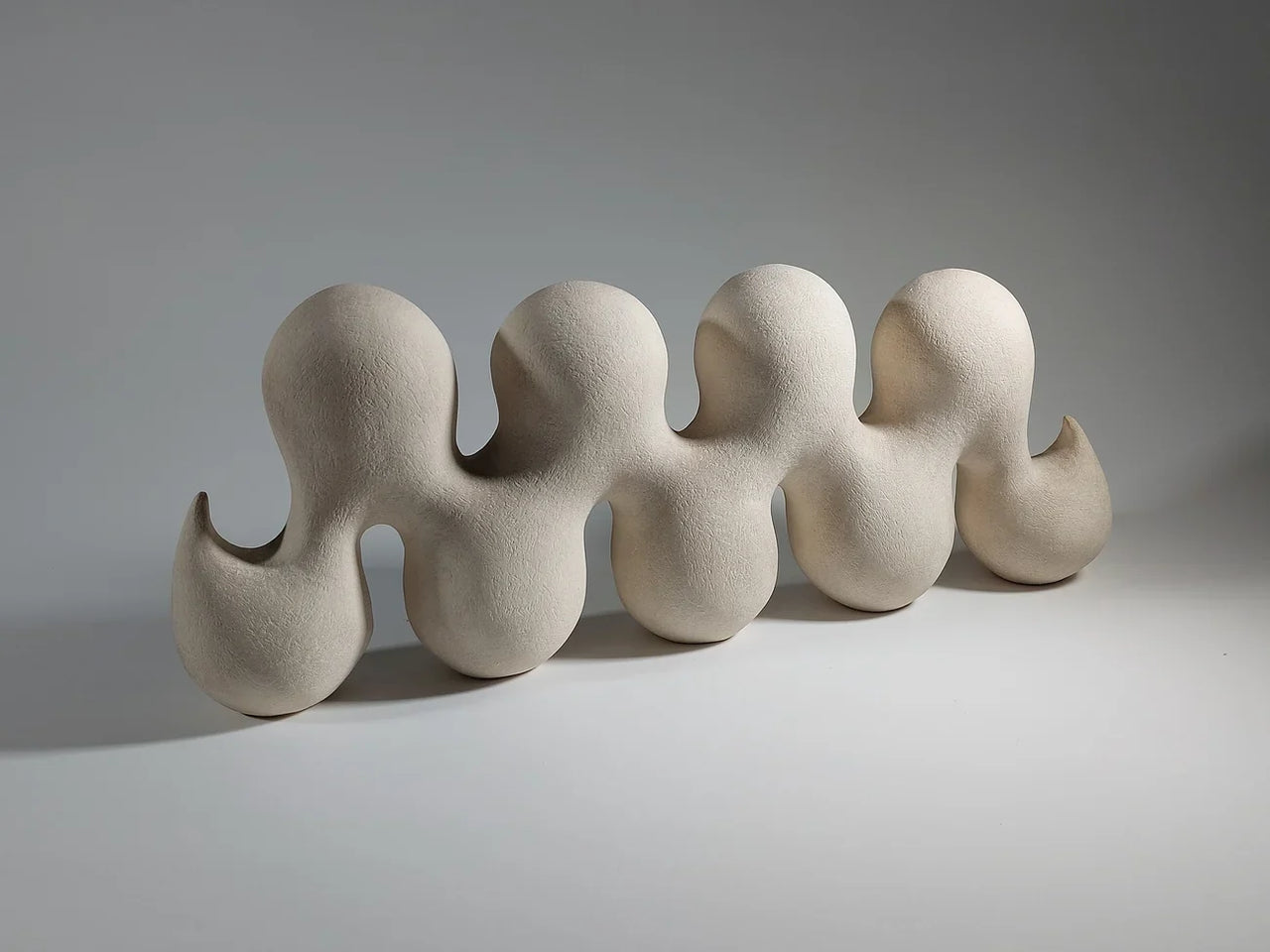 Wave - Hand-Built White Ceramic Sculpture